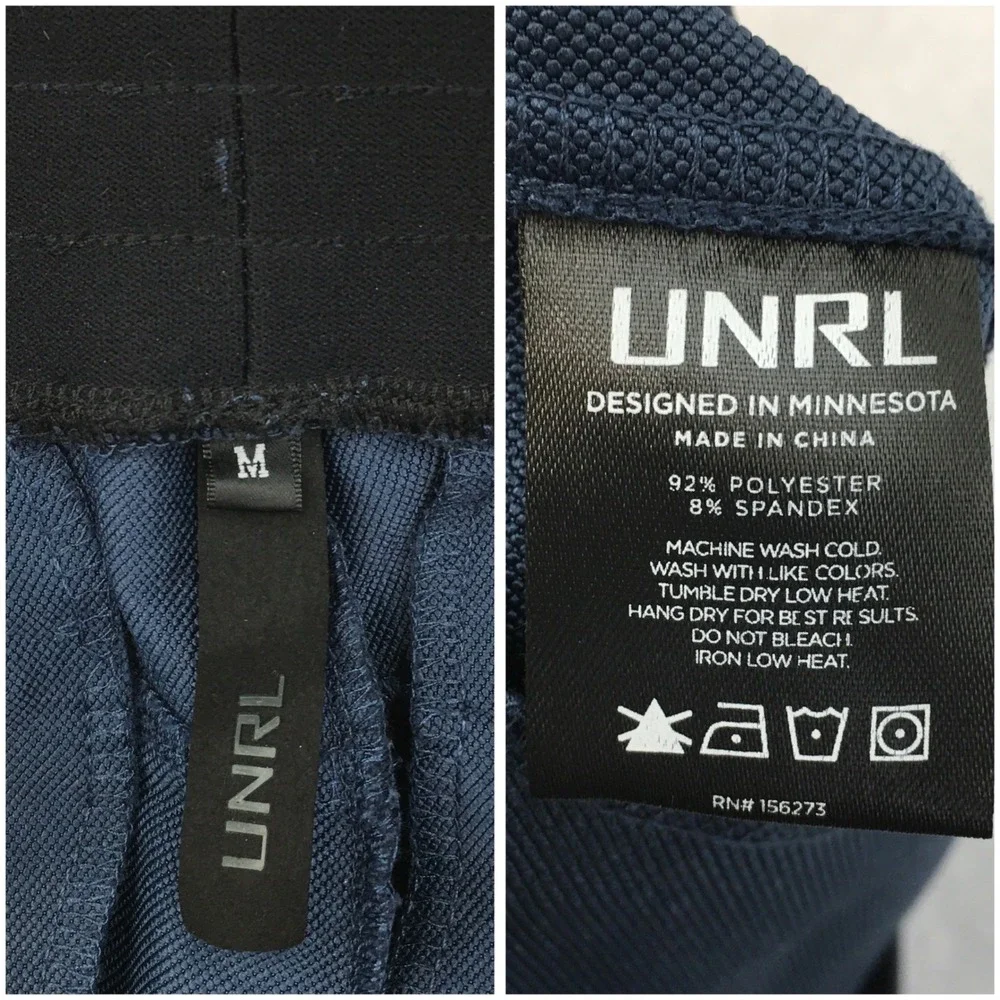UNRL Mens Apex Pants Navy Blue Performance Stretch Joggers Tapered Size M